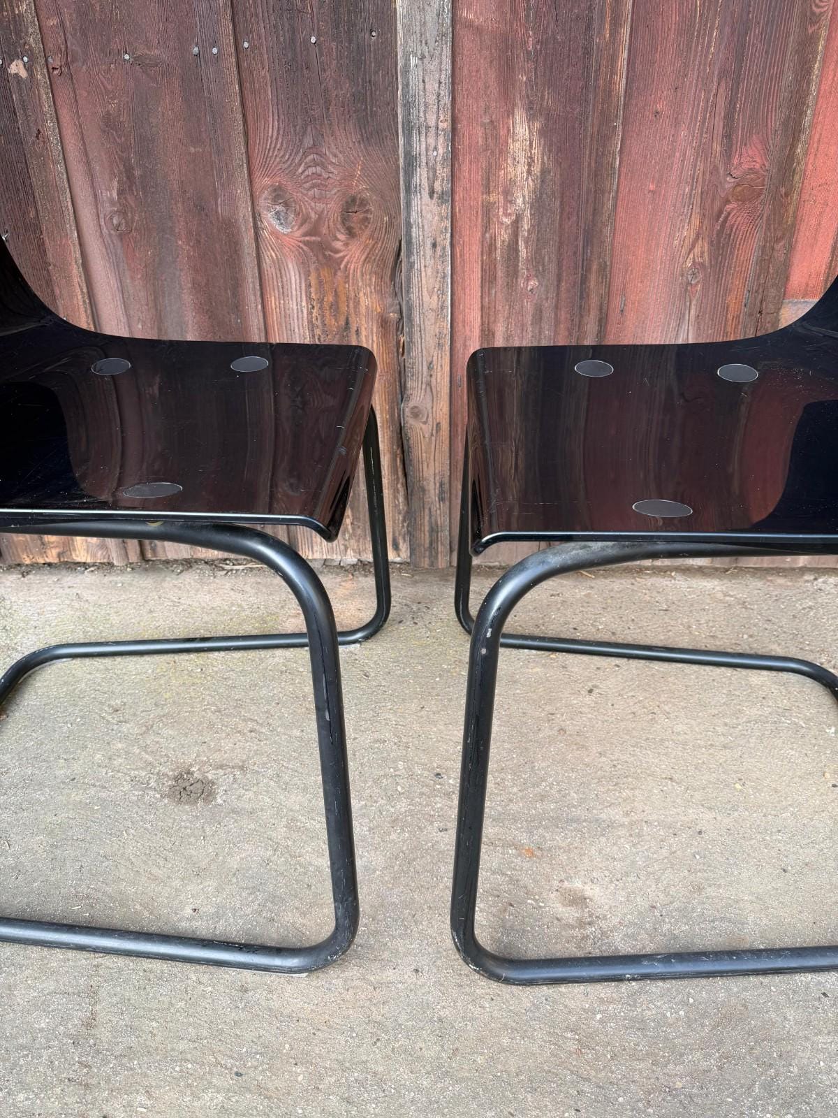 Set von 2 Vintage Stuhl "Tobias" von IKEA Schwarz Polycarbonat