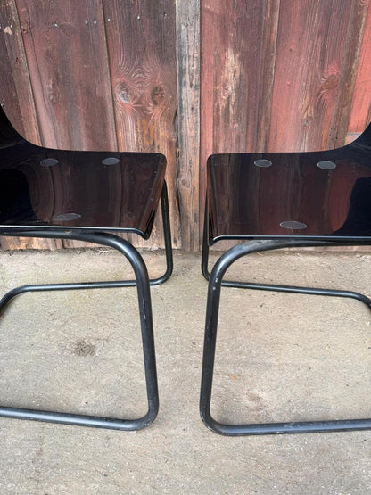 Set von 2 Vintage Stuhl "Tobias" von IKEA Schwarz Polycarbonat