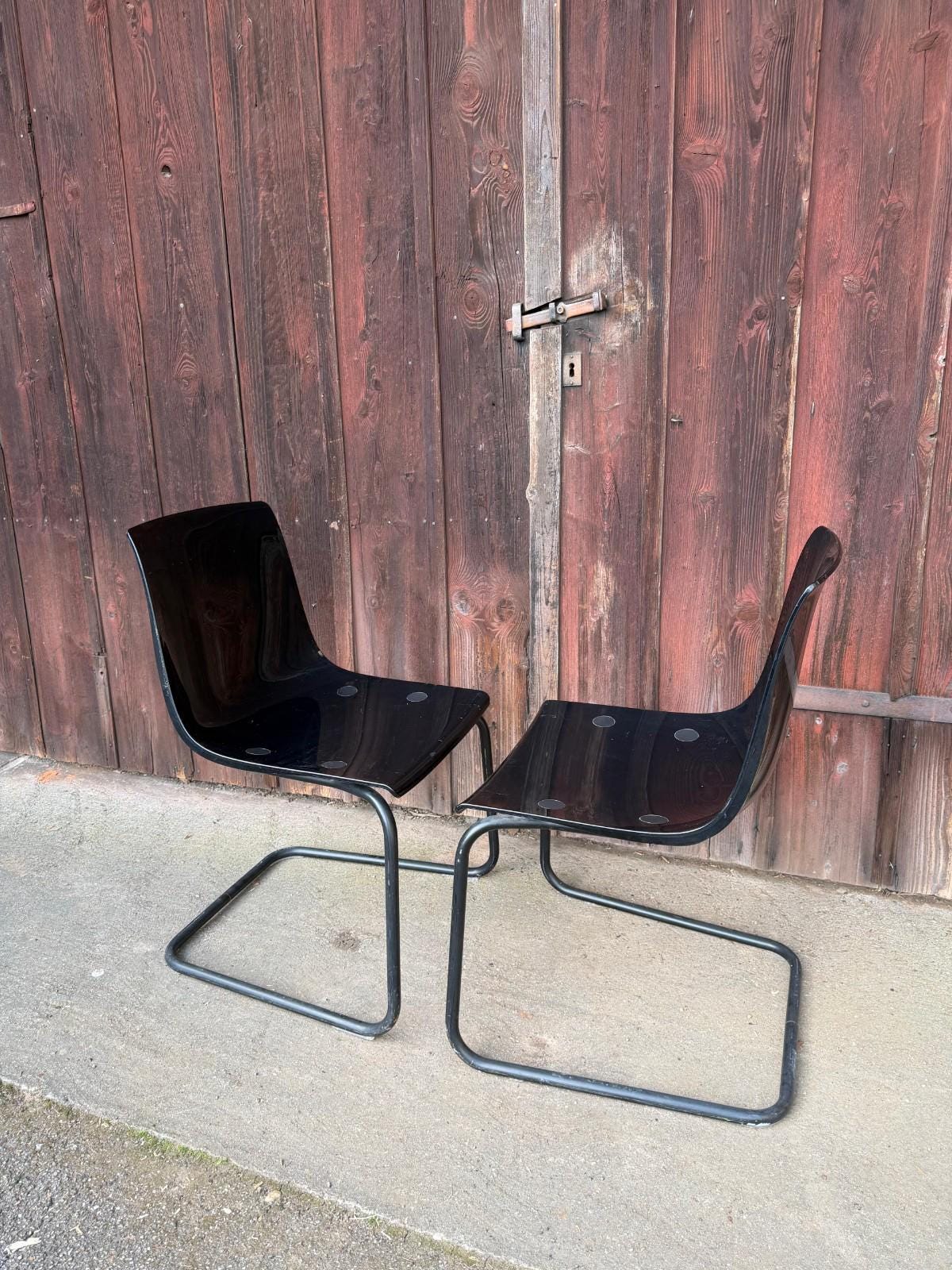 Set von 2 Vintage Stuhl "Tobias" von IKEA Schwarz Polycarbonat
