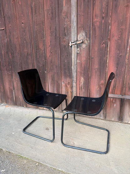 Set von 2 Vintage Stuhl "Tobias" von IKEA Schwarz Polycarbonat