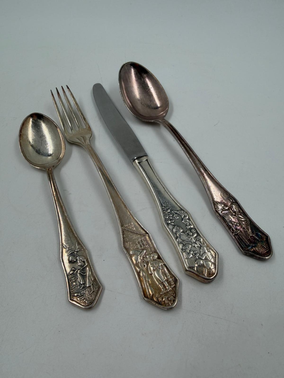 Vintage Kinderbesteck-Set 4-teilig von Krupp Berndorf, versilbert