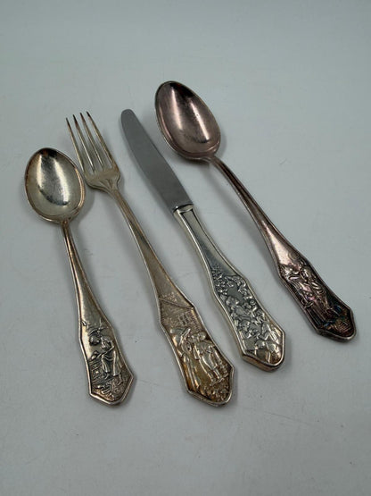 Vintage Kinderbesteck-Set 4-teilig von Krupp Berndorf, versilbert