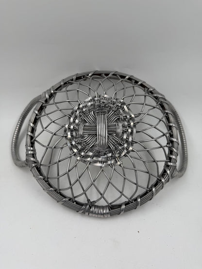 Vintage Drahtkorb aus Metall mit 2 Henkeln im Industrial-Stil