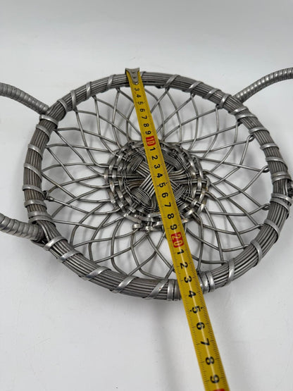 Vintage Drahtkorb aus Metall mit 2 Henkeln im Industrial-Stil