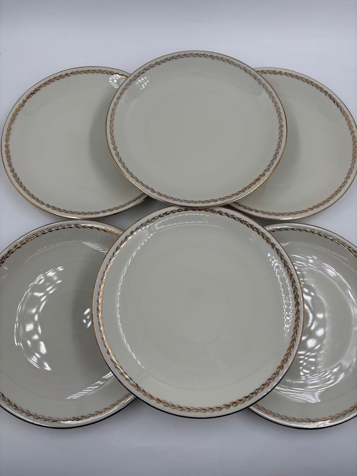 Vintage Geschirrset Zeh Scherzer Bavaria, Goldrand Blumendekor, 12-teilig