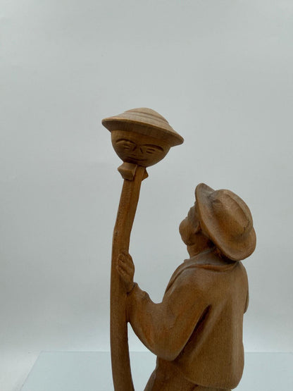 Vintage Schwarzwald Holzfigur "Mädchen mit Körben" handgeschnitzt