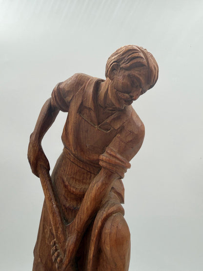 Vintage Schwarzwald Holzfigur "Bauer mit Schaufel" handgeschnitzt