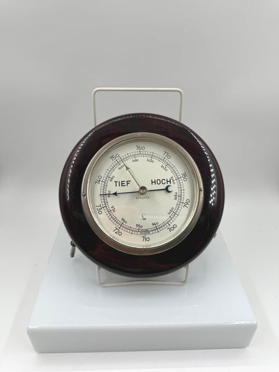 Vintage Aneroid Wall Barometer "LOW HIGH" by Lufft, Wooden Casing, Functional