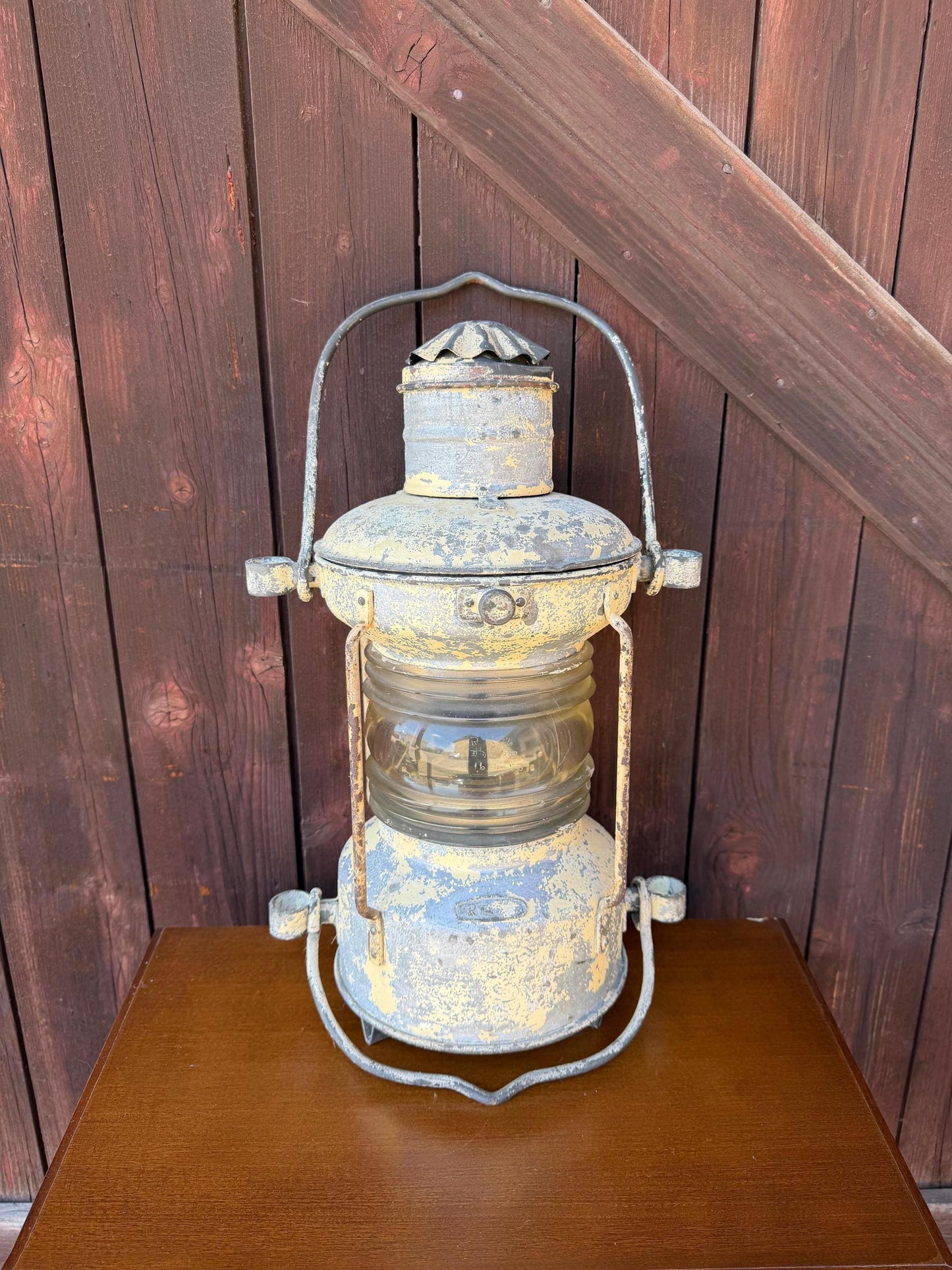 Vintage Schiffslaterne Ankerlicht von Ahlemann und Schlatter mit Glaslinse