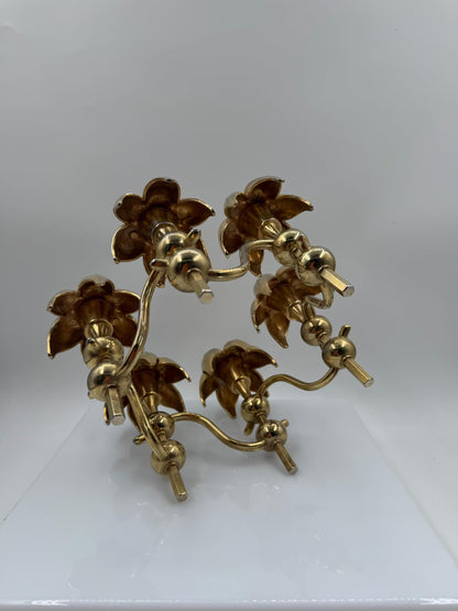 Set von 10 Vintage Kerzenhalter "Palmenblatt" von BMF Nagel, vergoldetes Messing