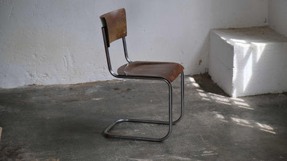 Vintage Bauhaus Freischwinger S 43 in Dunkelbraun