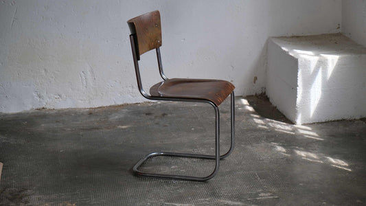 Vintage Bauhaus Freischwinger S 43 in Dunkelbraun