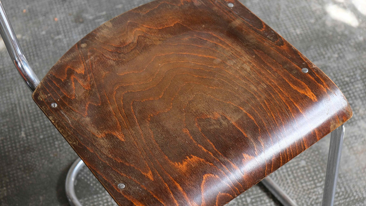 Vintage Bauhaus Freischwinger S 43 in Dunkelbraun