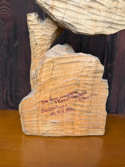 Vintage Holzschnitzerei "Mann unter Pilz" Schwarzwald handgeschnitzt deutsche Volkskunst
