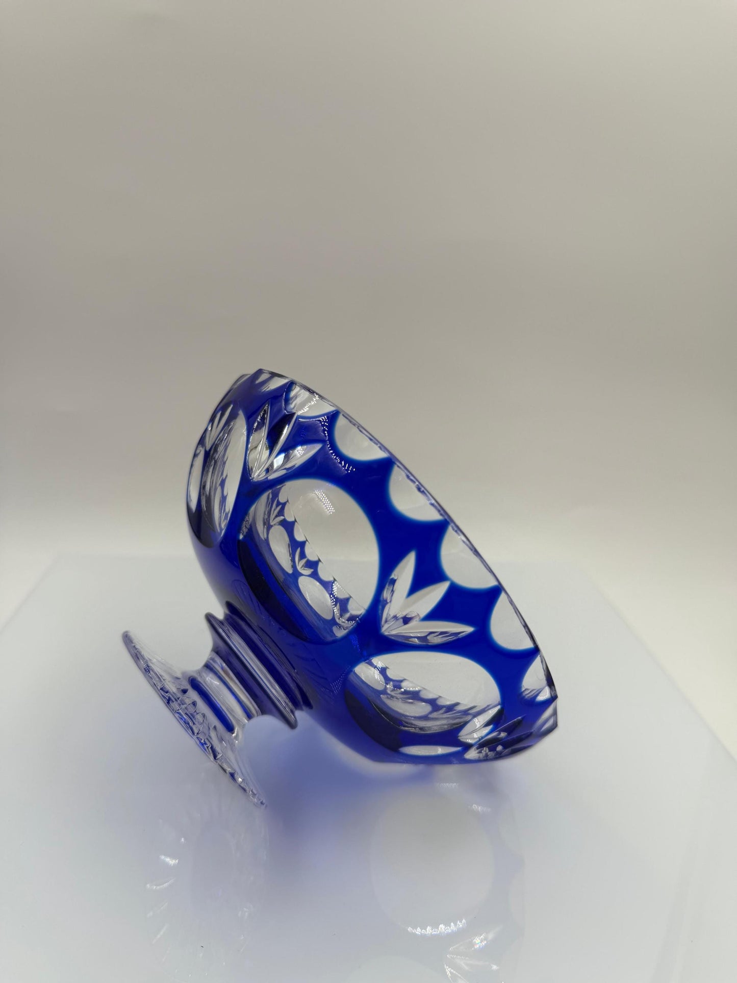 Vintage Fußschale aus blauem Überfangkristall von Nachtmann