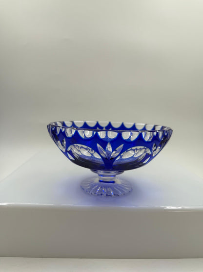 Vintage Fußschale aus blauem Überfangkristall von Nachtmann