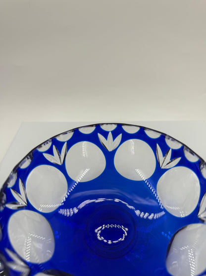 Vintage Fußschale aus blauem Überfangkristall von Nachtmann