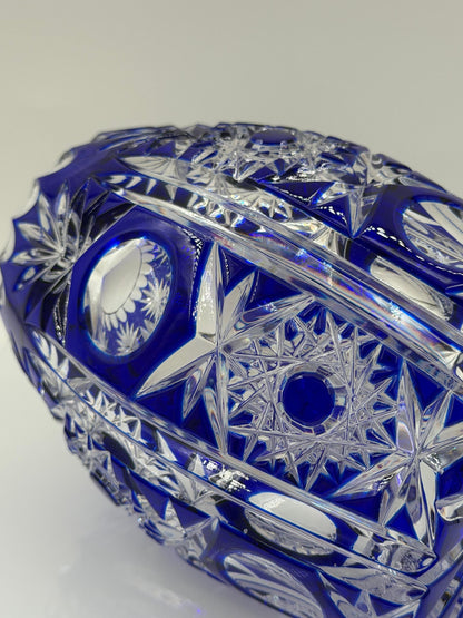 Vintage Kristallglas Vase von Nachtmann mit blauem Überfangglas und Handschliff