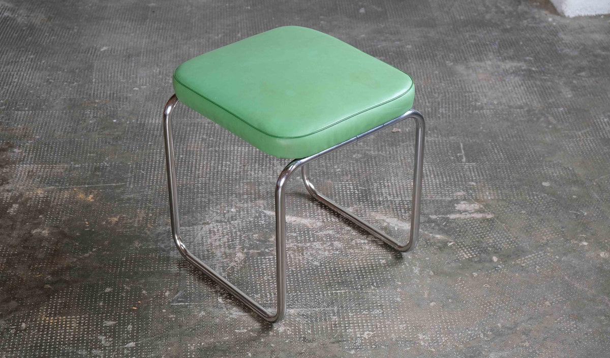 Vintage Bauhaus Hocker in Grün, Mauser zugeschrieben