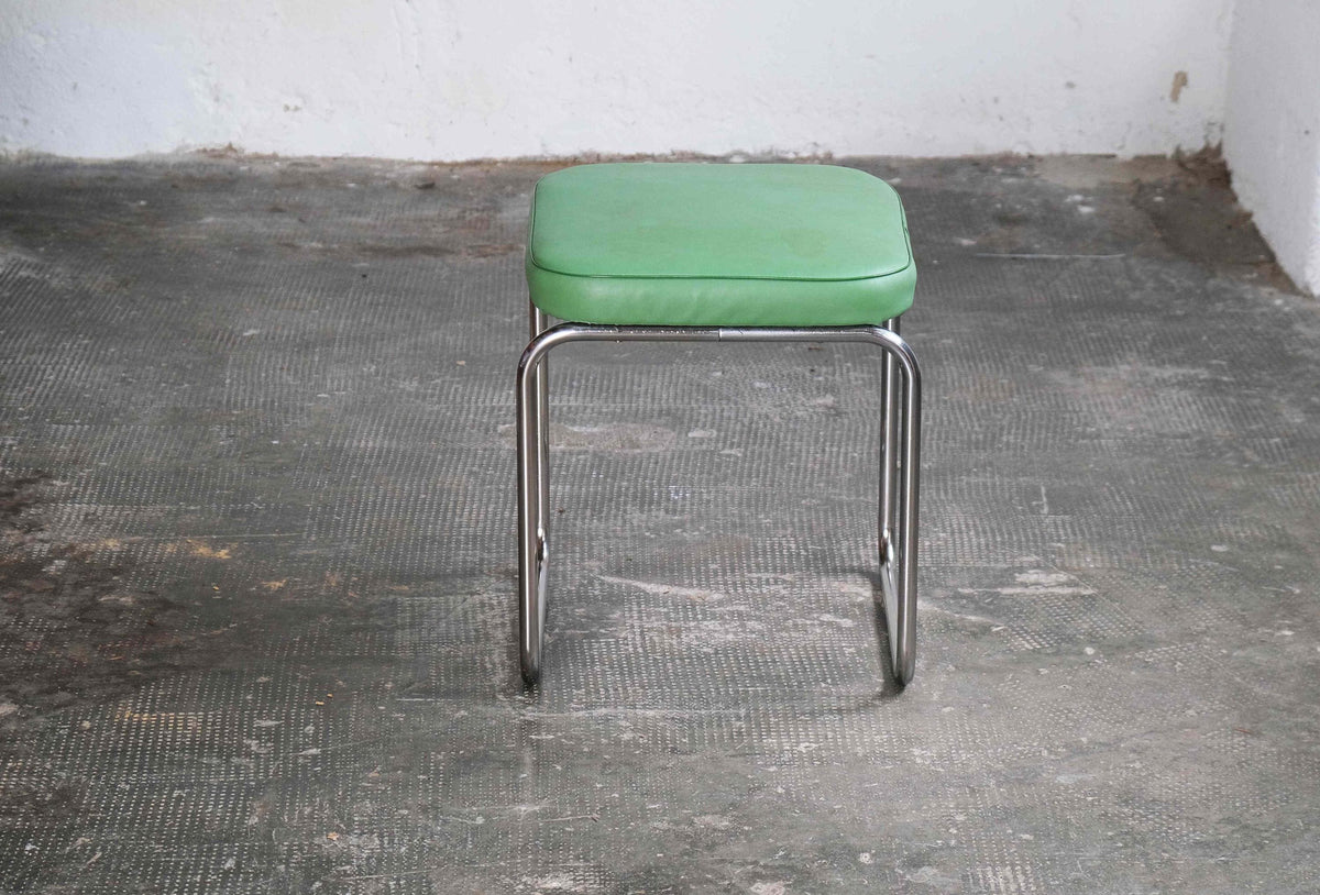 Vintage Bauhaus Hocker in Grün, Mauser zugeschrieben