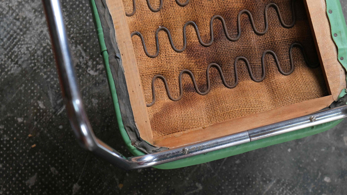 Vintage Bauhaus Hocker in Grün, Mauser zugeschrieben