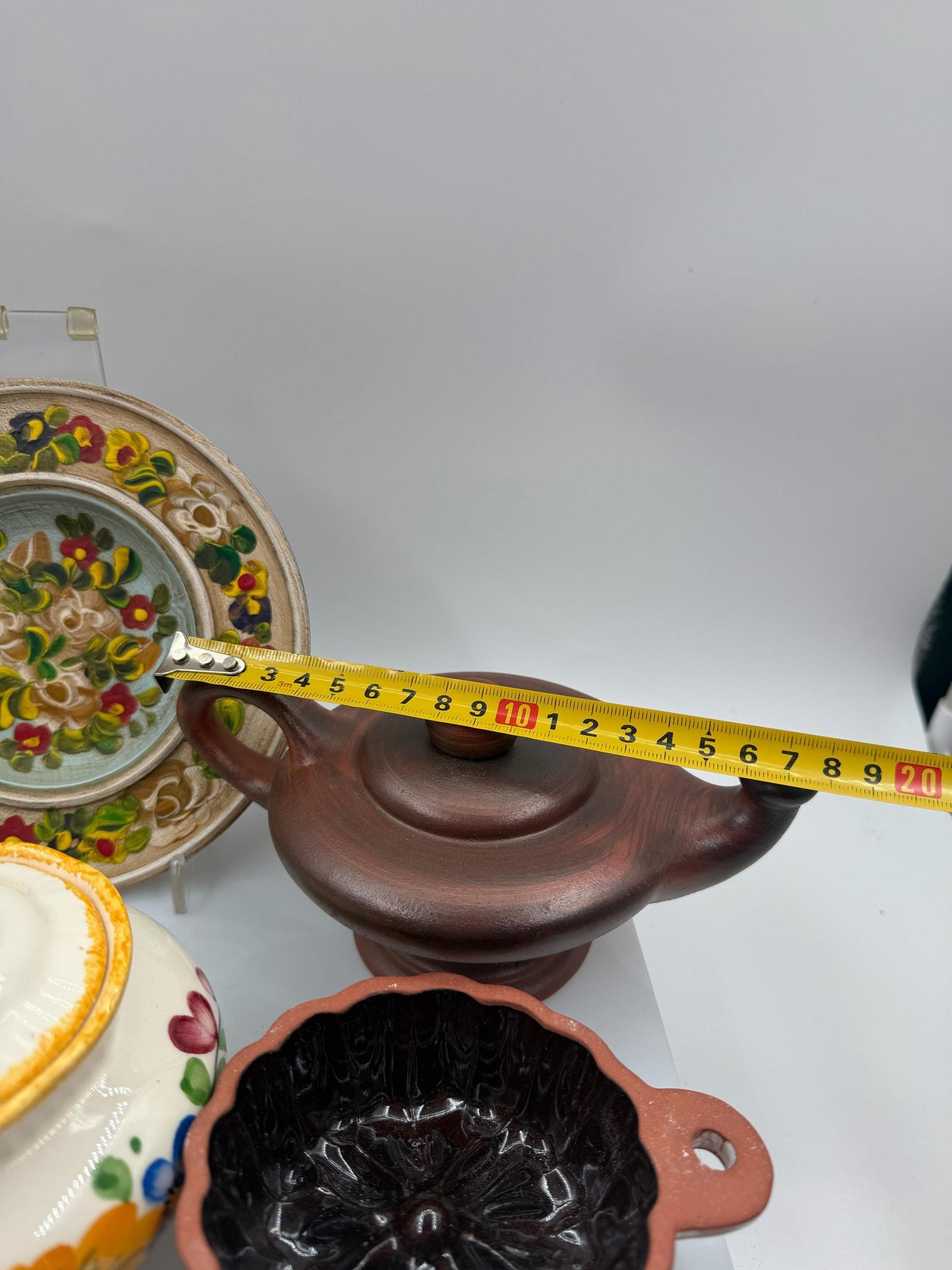Vintage Keramik Deko Set 4 Teile Landhausstil mit Zuckerdose Öllampe und Gugelhupfform