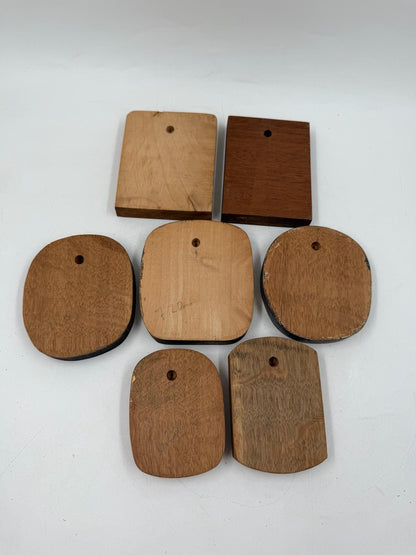 Set von 7 Vintage Holzplaketten mit mittelalterlicher christlicher Kunst