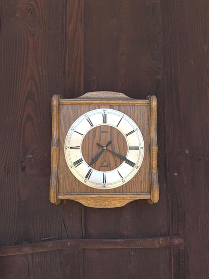 Vintage Wanduhr von ZanRa aus Eichenholz mit römischen Ziffern