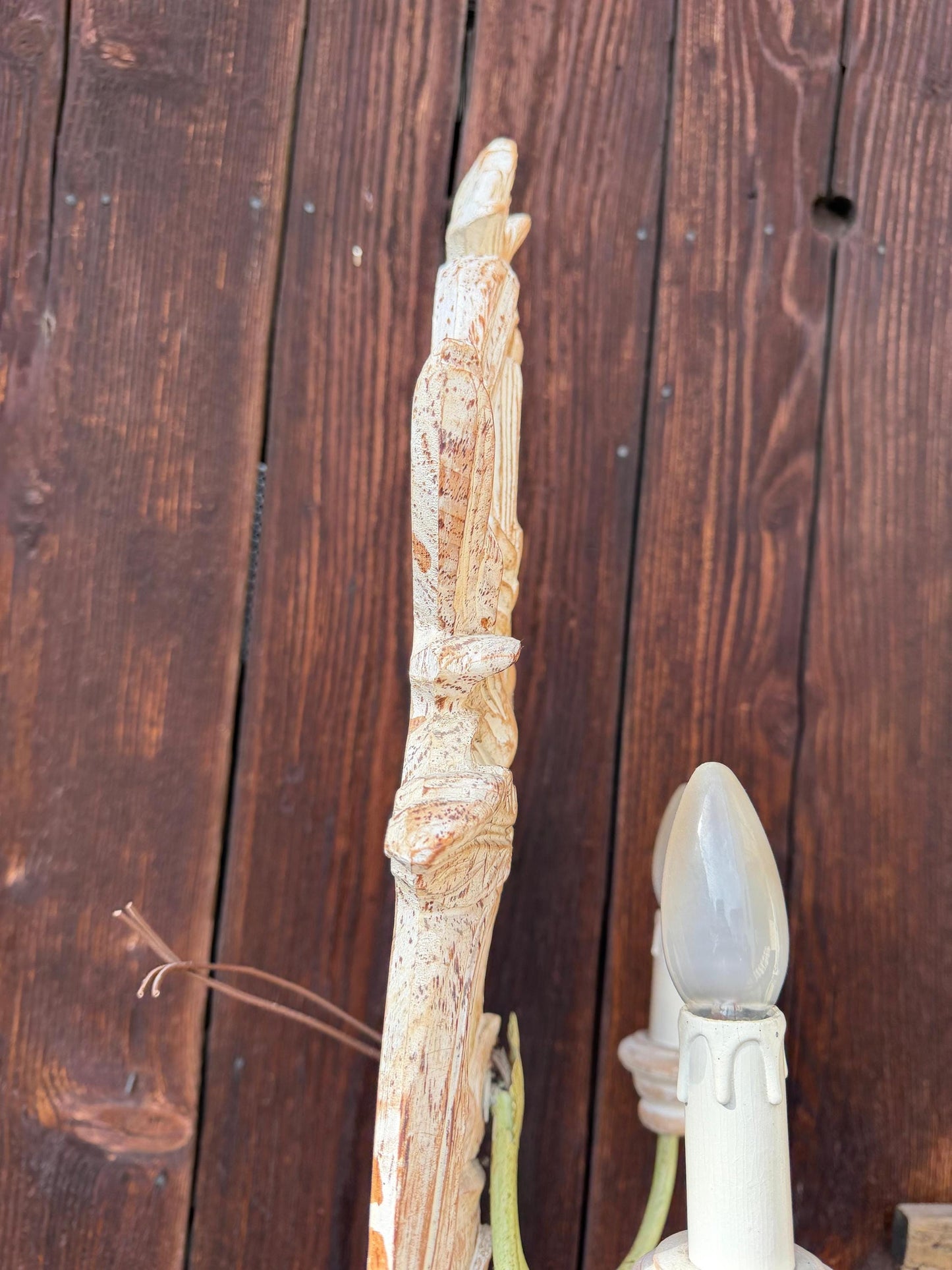 Vintage Florentine Wandlampe handgeschnitztes Holz 2-armig Shabby Chic