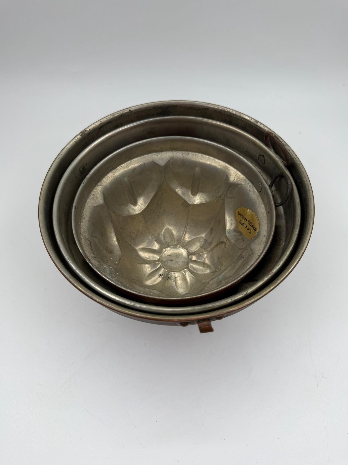 Set von 3 Vintage Kupfer Gugelhupfform "Echt Kupfer – Schwere Qualität", unbenutzt