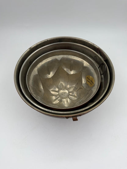 Set von 3 Vintage Kupfer Gugelhupfform "Echt Kupfer – Schwere Qualität", unbenutzt