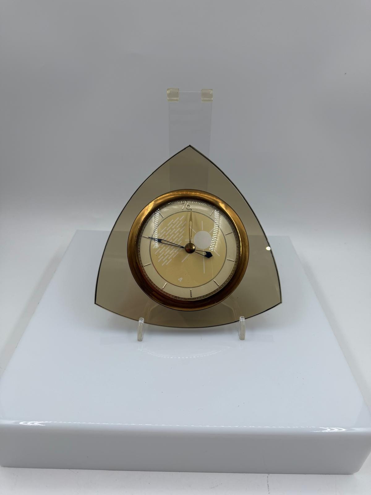 Vintage Space Age Barometer aus Rauchglas in Dreiecksform 1960er 70er