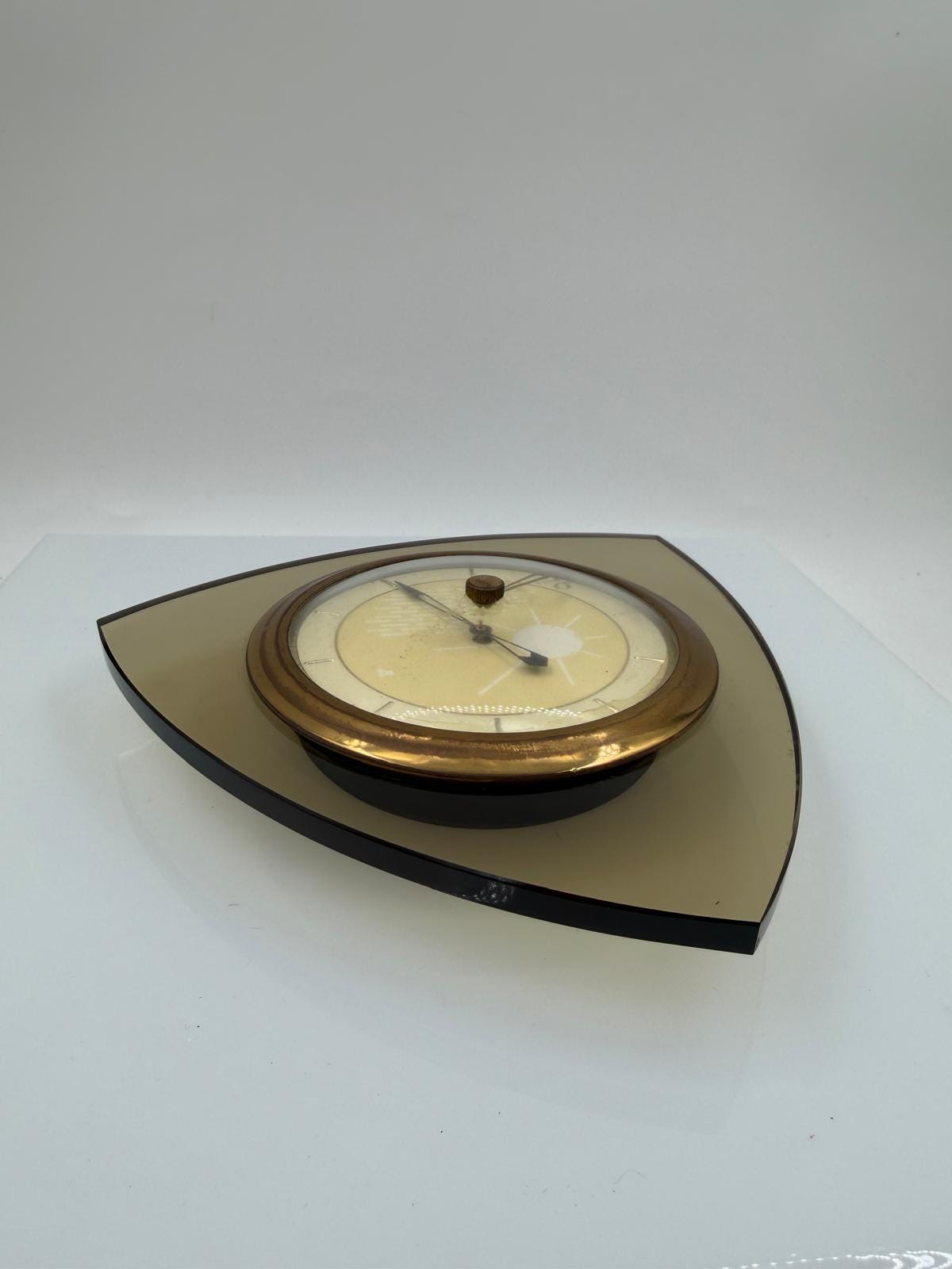 Vintage Space Age Barometer aus Rauchglas in Dreiecksform 1960er 70er