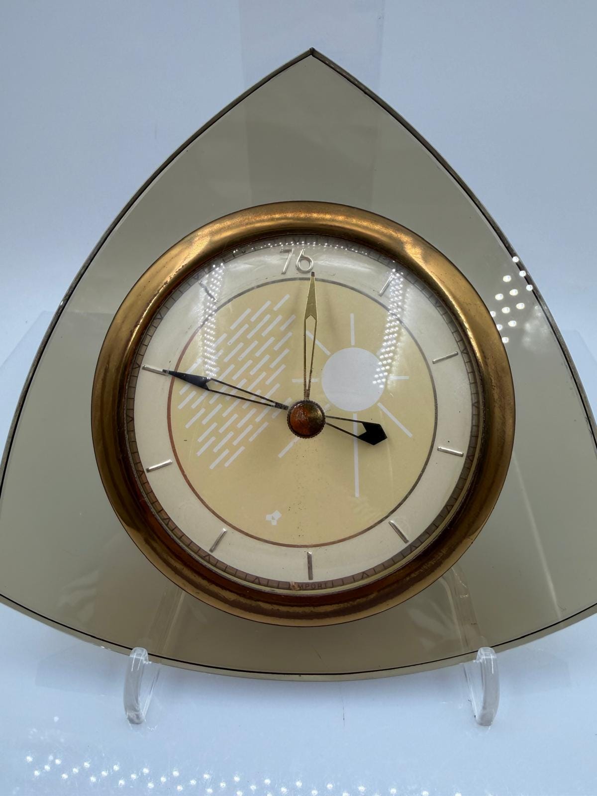 Vintage Space Age Barometer aus Rauchglas in Dreiecksform 1960er 70er