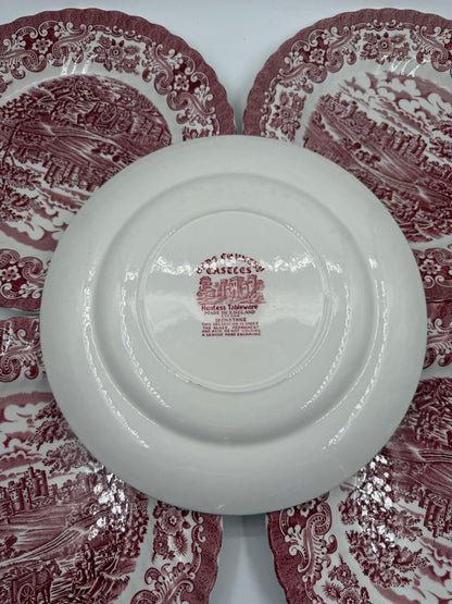 Set von 5 Vintage Teller "Olde Country Castles" von Hostess Tableware, Ironstone