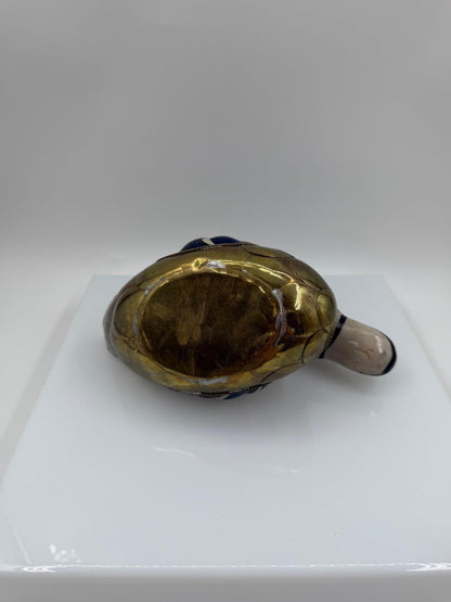 Vintage Tonalá Enten Figur aus Keramik und Messing, handbemalt, mexikanische Volkskunst