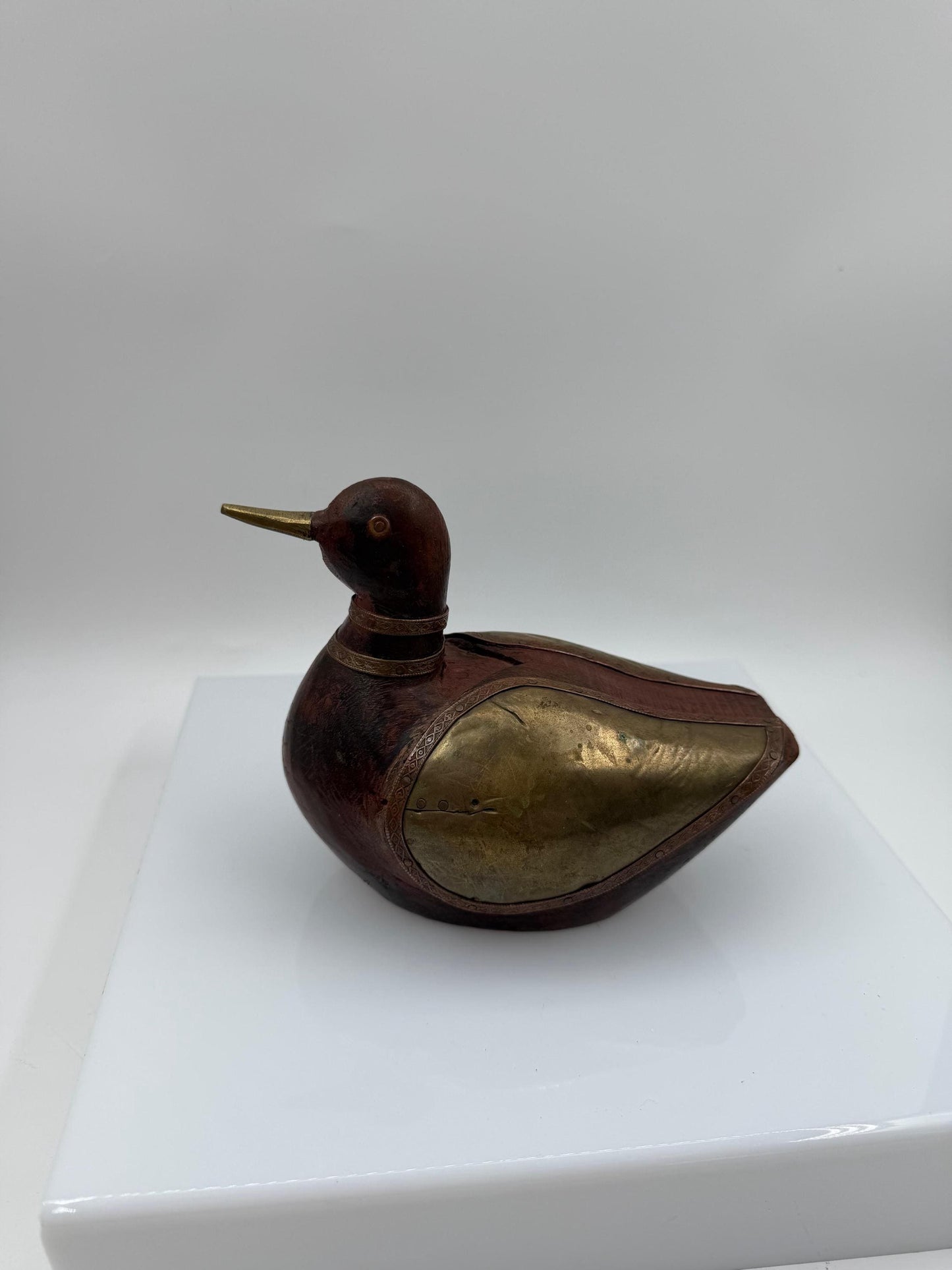 Vintage Vogelpaar Skulptur aus Messing auf Holzsockel
