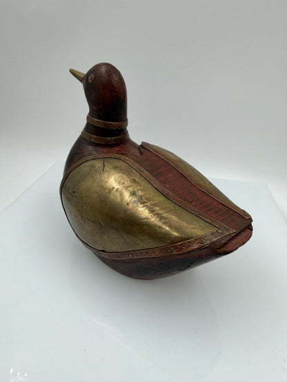 Vintage Vogelpaar Skulptur aus Messing auf Holzsockel