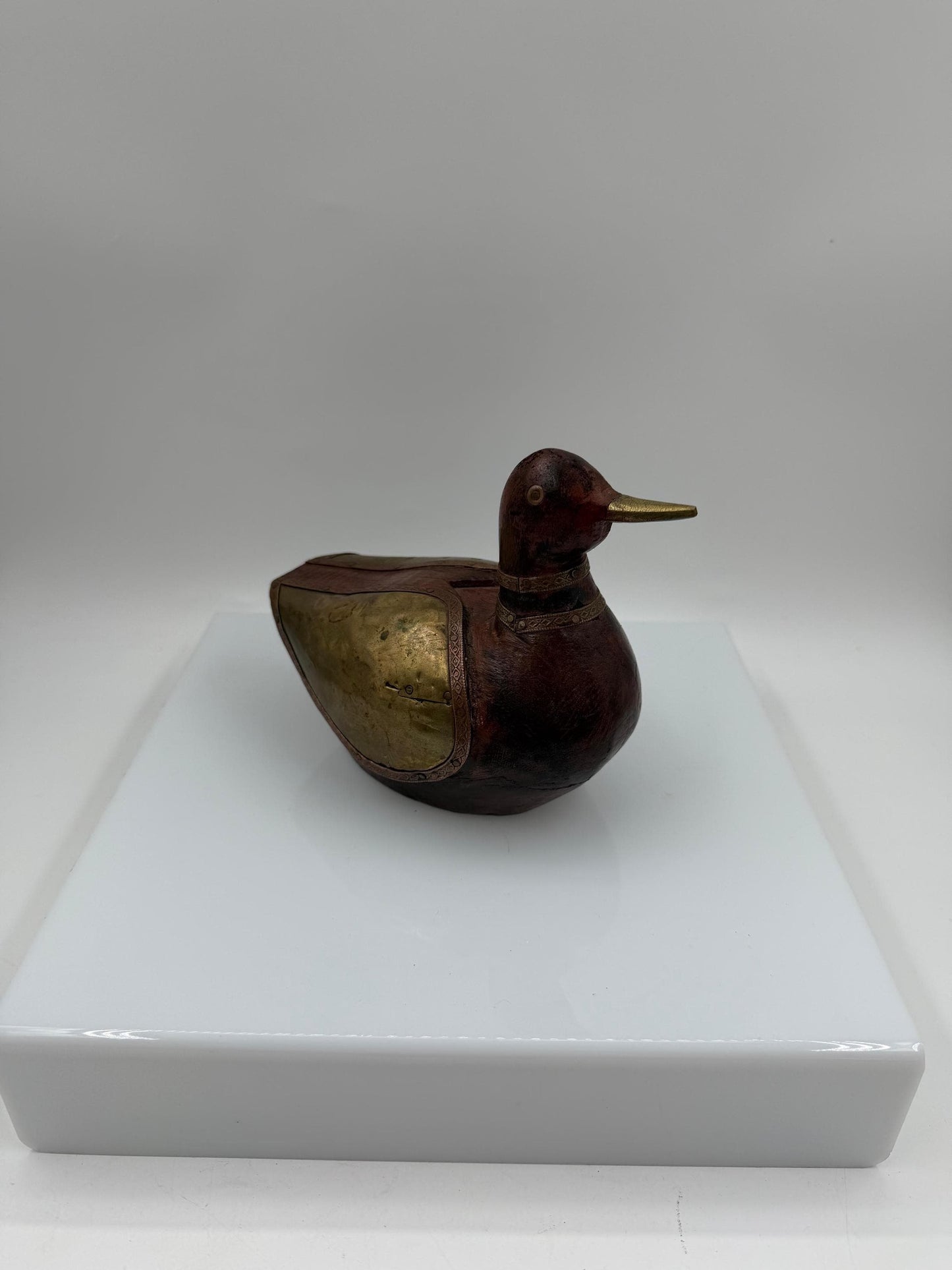 Vintage Vogelpaar Skulptur aus Messing auf Holzsockel