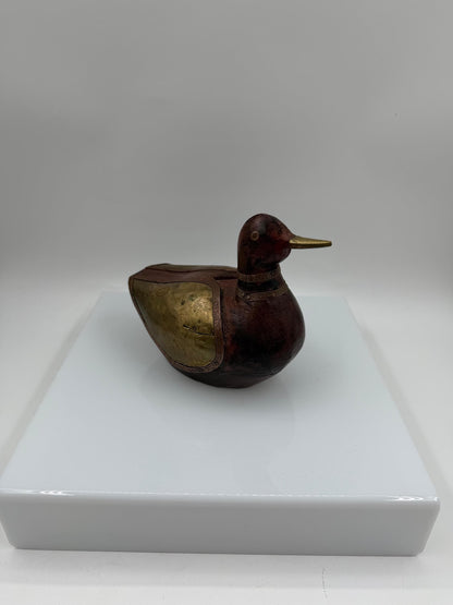 Vintage Vogelpaar Skulptur aus Messing auf Holzsockel