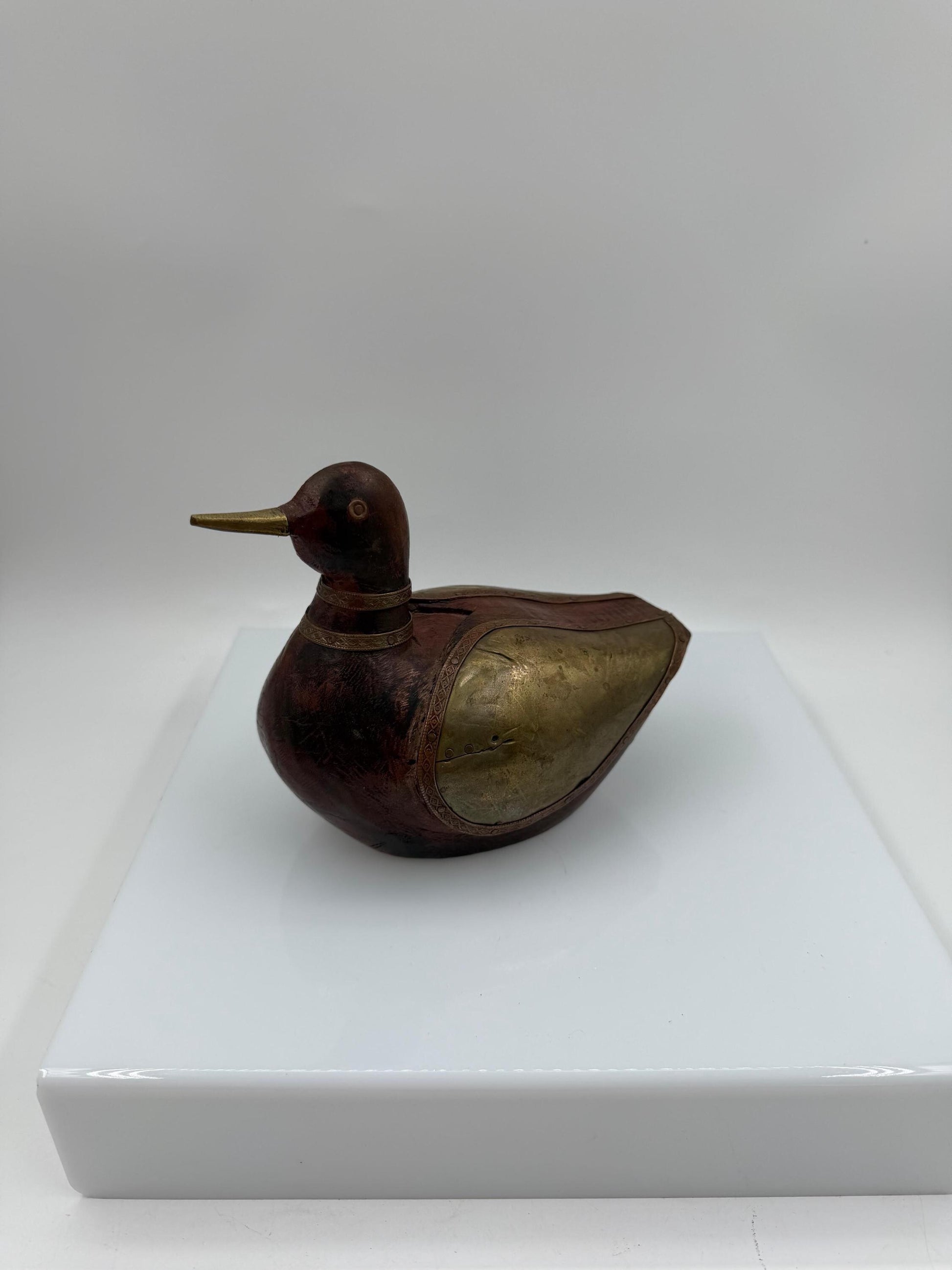 Vintage Vogelpaar Skulptur aus Messing auf Holzsockel