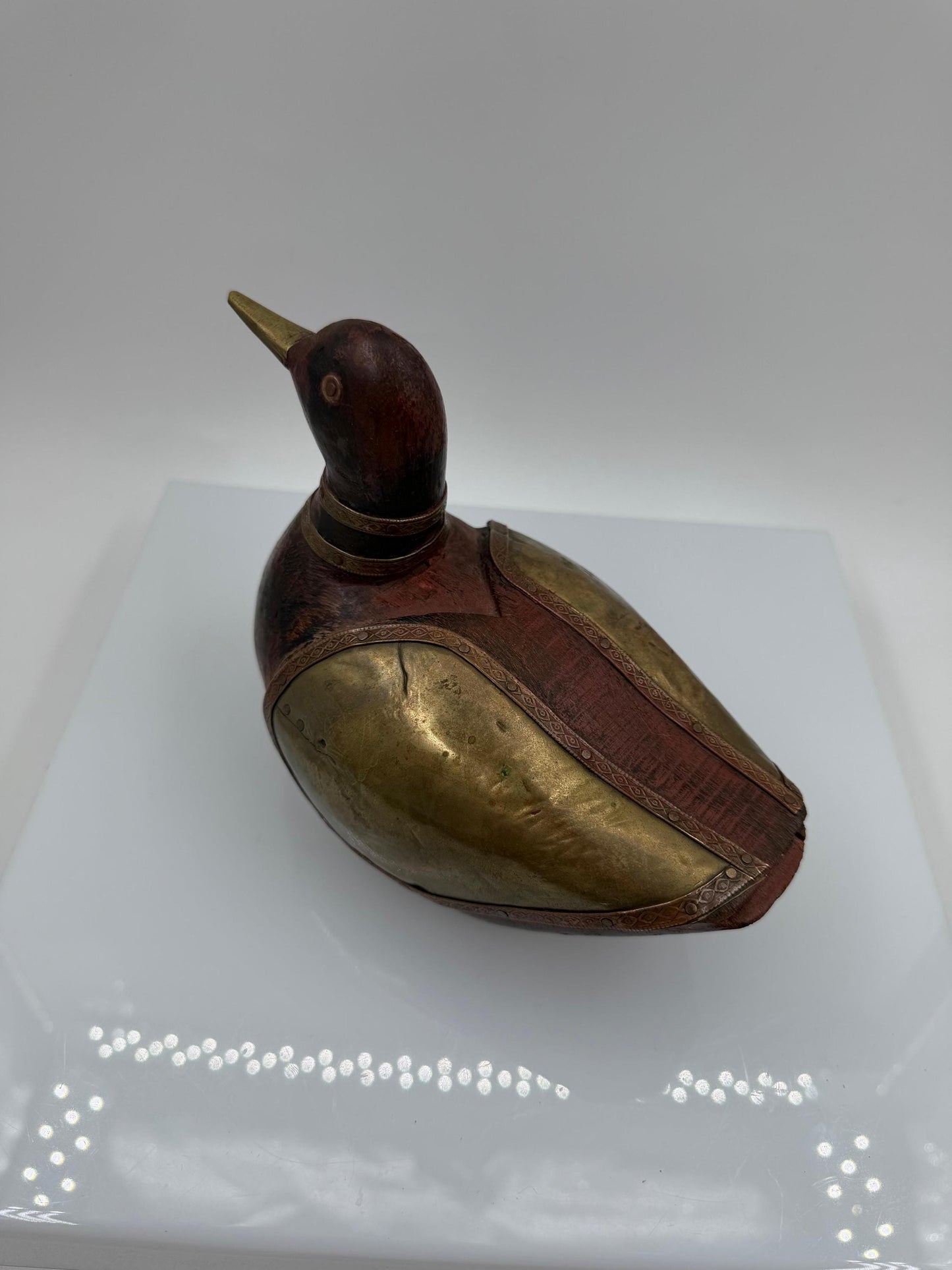 Vintage Vogelpaar Skulptur aus Messing auf Holzsockel