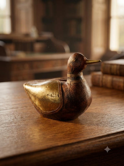 Vintage Vogelpaar Skulptur aus Messing auf Holzsockel