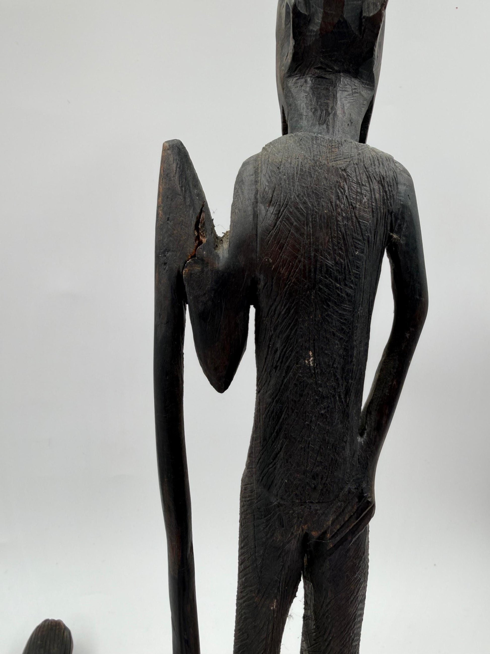 Set von 2 Vintage Krieger Skulptur aus afrikanischem Hartholz, handgeschnitzt