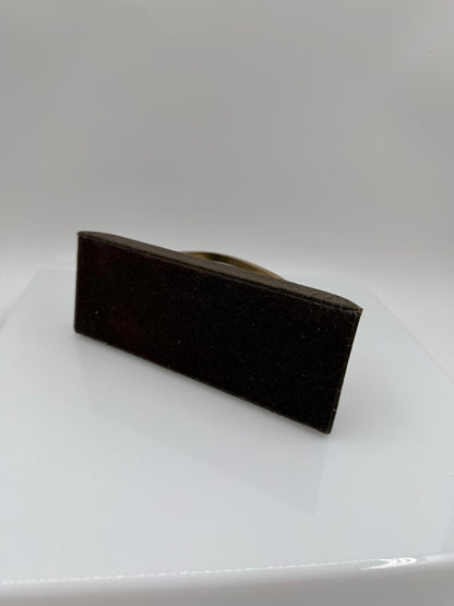 Vintage Briefständer aus Messing und braunem Kunstleder
