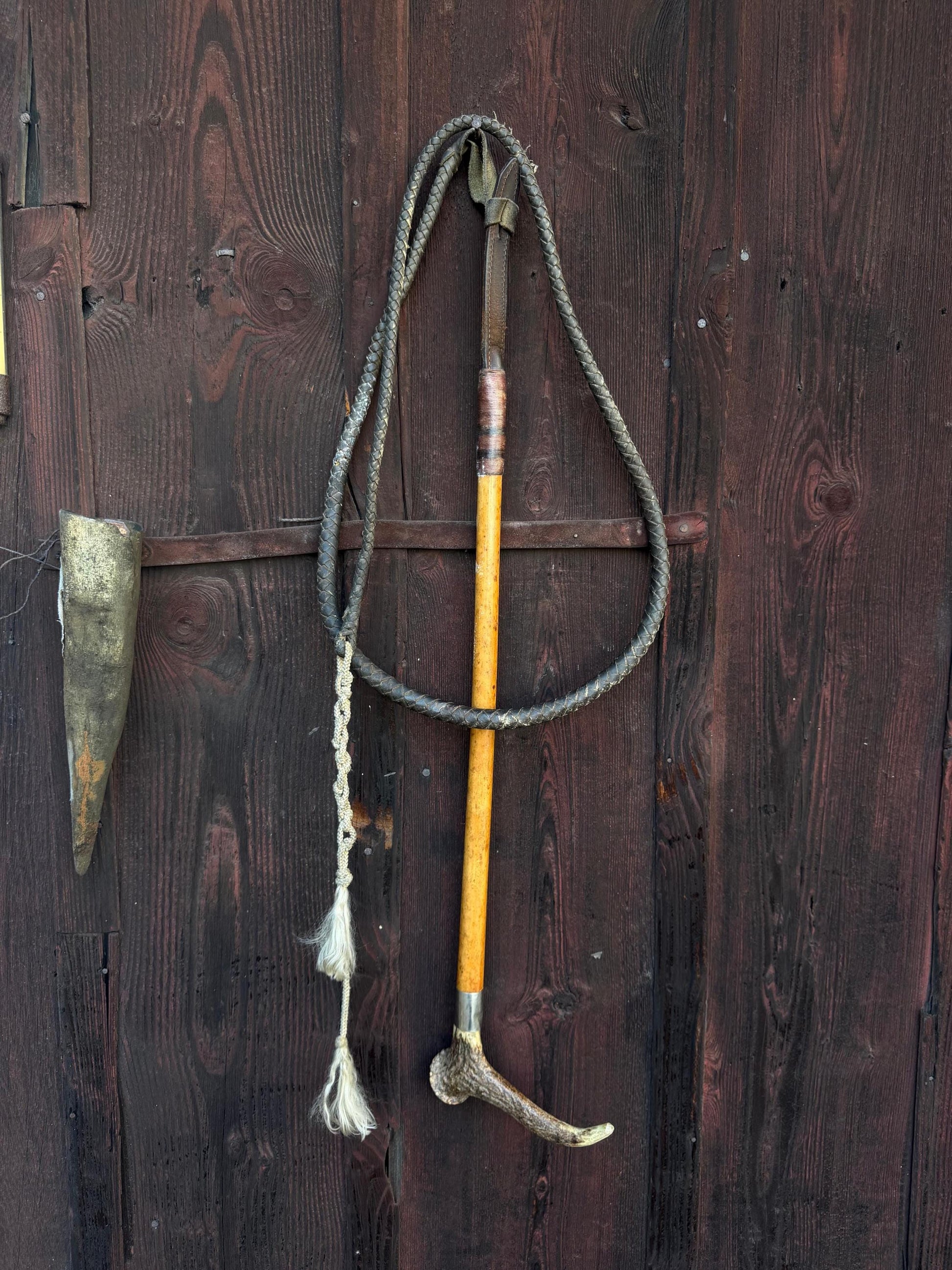 Vintage Jagdreitgerte mit Horngriff Hundekopf-Pfeife, Viktorianisch