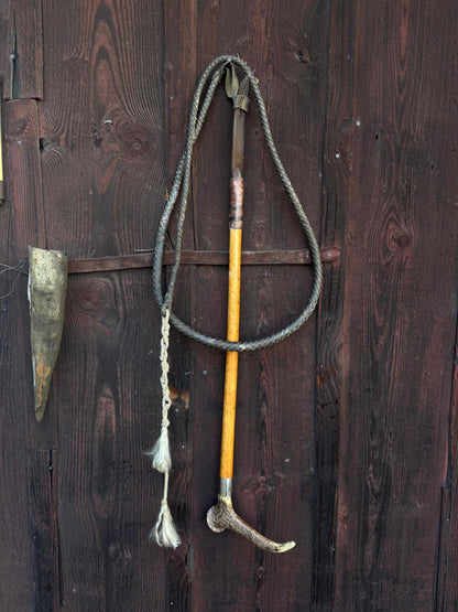 Vintage Jagdreitgerte mit Horngriff Hundekopf-Pfeife, Viktorianisch