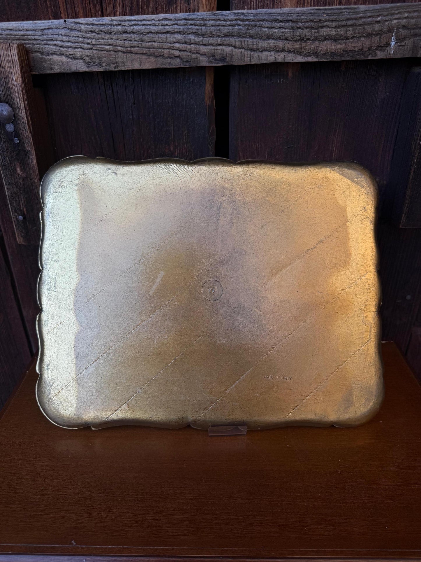 Set von 2 Vintage Tablett Florentiner Barock, Rot-Gold, Italien