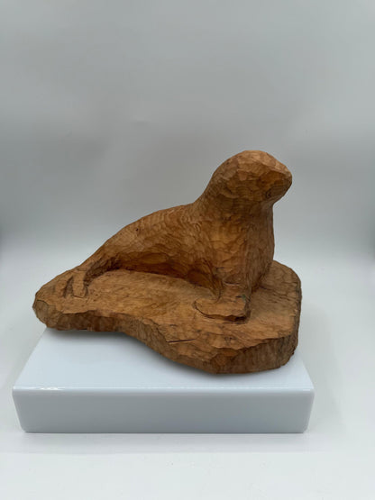 Vintage Holzskulptur Robbe, Schwarzwald Volkskunst