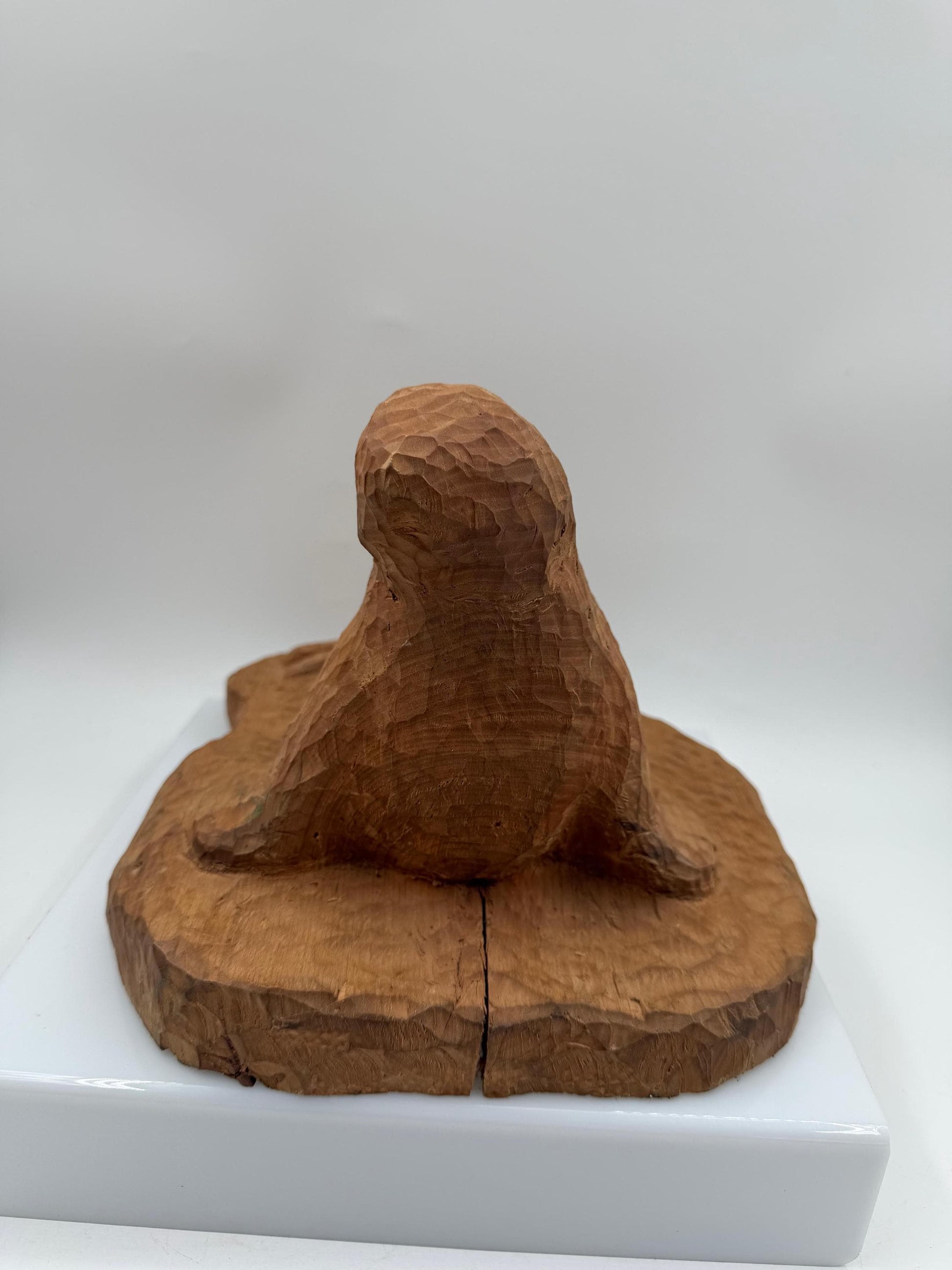 Vintage Holzskulptur Robbe, Schwarzwald Volkskunst